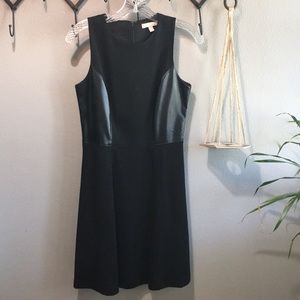 Banana Republic black dress w/ leather-look panels